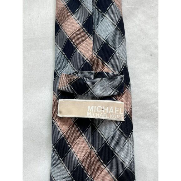 Michael Kors Silk Blue Tie Office Career Professional Academia Geometric Argyle - Picture 1 of 5